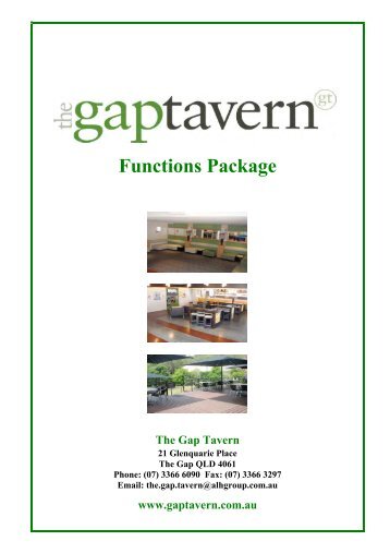 Functions Package The Gap Tavern