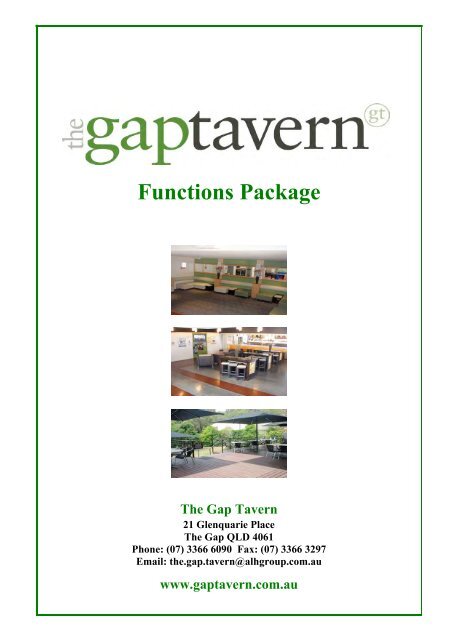 Functions Package The Gap Tavern