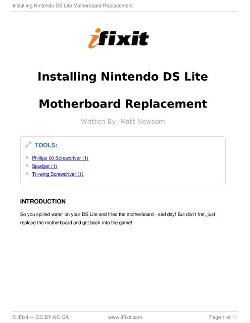 Installing Nintendo DS Lite Motherboard Replacement - iFixit