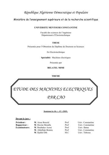 ETUDE DES MACHINES ELECTRIQUES PAR CAO