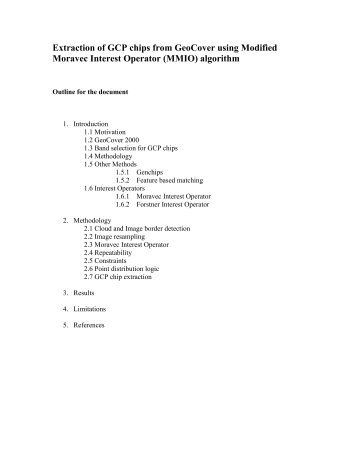 Extraction of GCP chips from GeoCover using Modified ... - Landsat