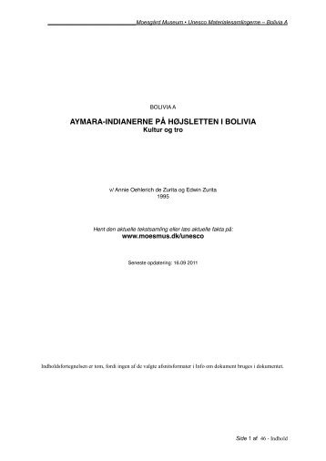 PDF: oprindelig tekst til Bolivia A - Moesgård Museum