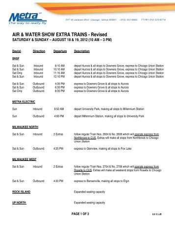 AIR & WATER SHOW EXTRA TRAINS - Revised - Metra