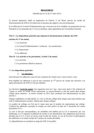 Règlement du GOS de Béziers - GOS Béziers