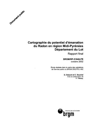 Cartographie du potentiel d'émanation du radon en - InfoTerre - brgm