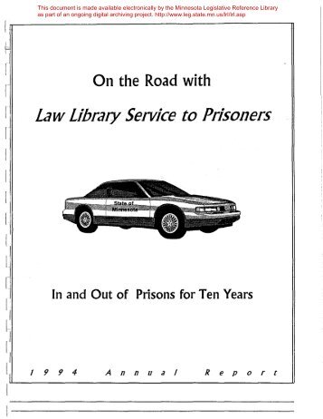 law library Service to Prisoners - Minnesota State Legislature