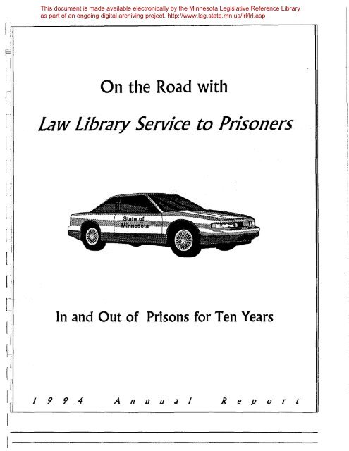 law library Service to Prisoners - Minnesota State Legislature