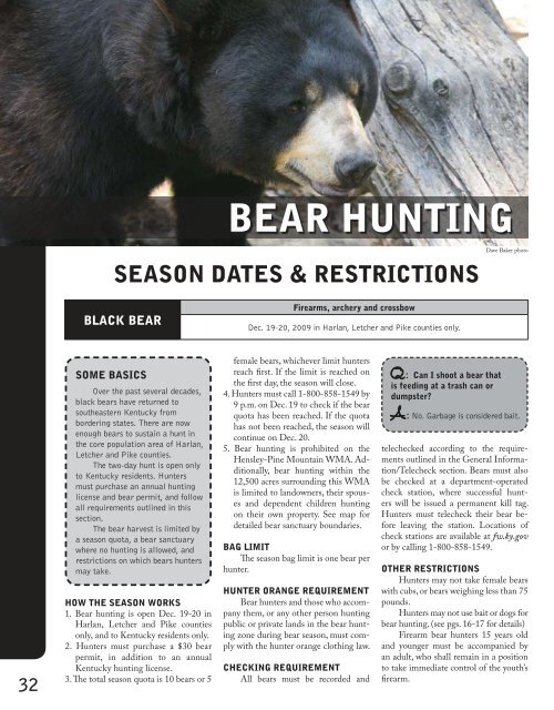 bear hunting - Kentucky Department of Fish and Wildlife Resources