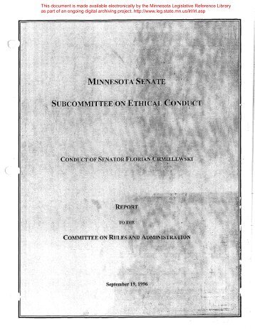 Conduct of Senator Florian Chmielewski - Minnesota State Legislature