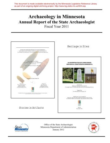 Archaeology in Minnesota Annual Report of the State Archaeologist