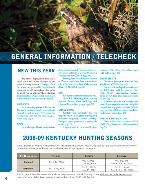 general information / telecheck - Kentucky Department of Fish and ...