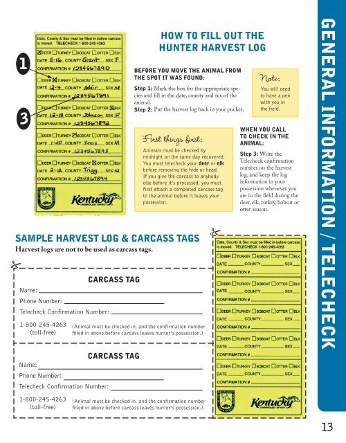 general information / telecheck - Kentucky Department of Fish and ...