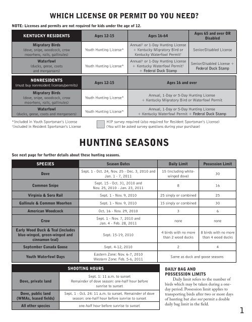 kentucky hunting guide - Kentucky Department of Fish and Wildlife ...