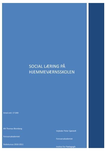 Social l ring p Hjemmev rnsskolen - Forsvarsakademiet