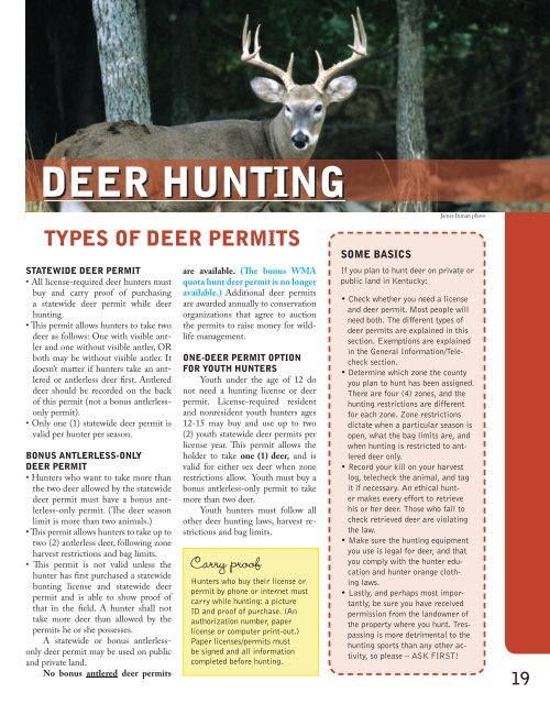 deer hunting Kentucky Department of Fish and Wildlife Resources