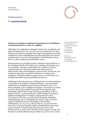 Forslag om ændring af museumsloven - Organisationen Danske ...