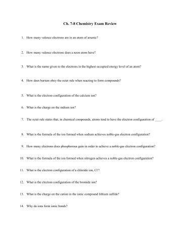 Ch. 7-8 Chemistry Exam Review