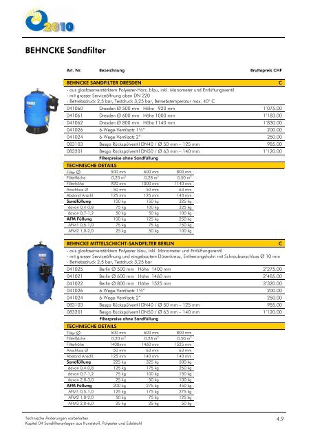 04 Sandfilteranlagen aus Kunststoff, Polyester und ... - webpark ag