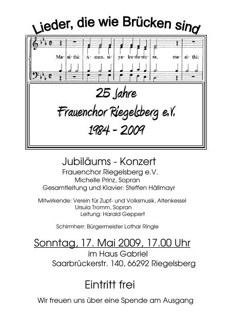 Ankundigung Konzert 17 5 2009