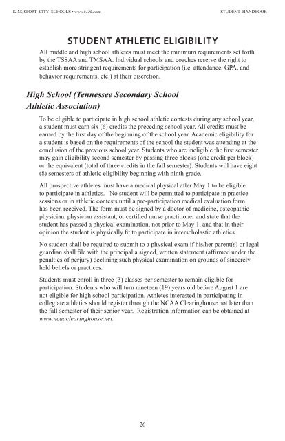 Student Handbook - Kingsport City Schools