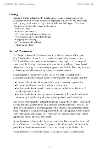 Student Handbook - Kingsport City Schools