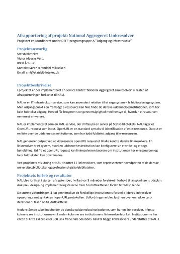 Afrapportering af NAL.pdf - DEFF