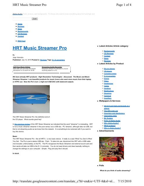 HRT Music Streamer Pro - High Resolution Technologies