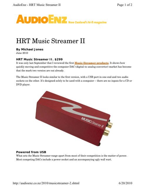 HRT Music Streamer II - High Resolution Technologies