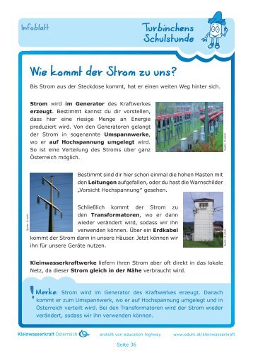 Wie kommt der Strom zu uns? - Kleinwasserkraft