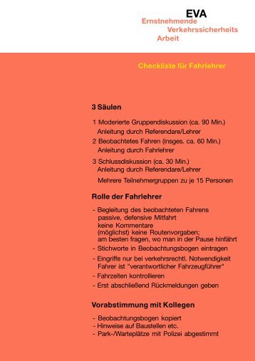 Checkliste für Fahrlehrer