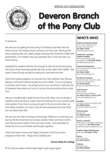 winter 2011 newsletter - The Pony Club Branches