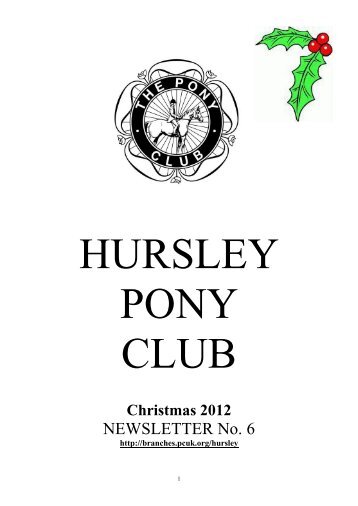 NEWSLETTER No. 6 - The Pony Club Branches
