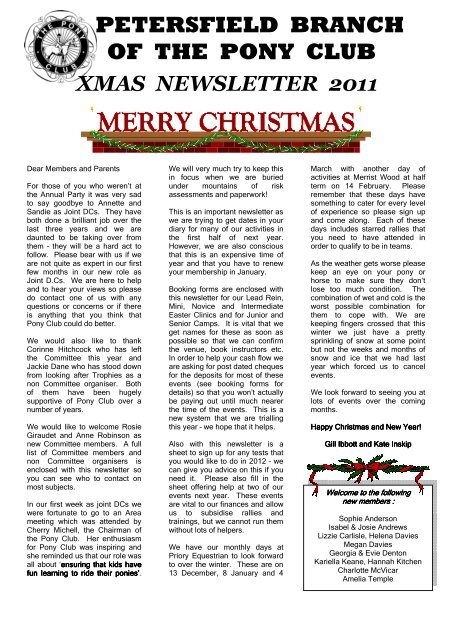 Xmas Newsletter 2011 - The Pony Club Branches