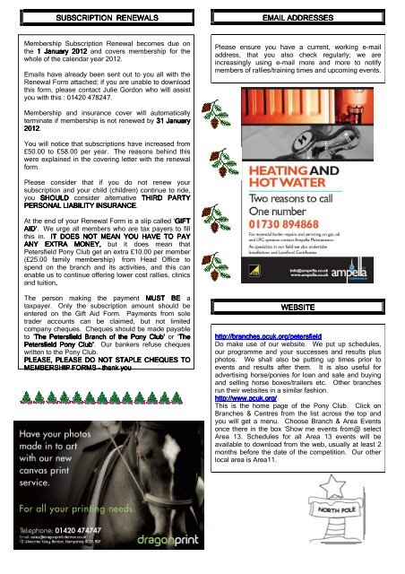 Xmas Newsletter 2011 - The Pony Club Branches