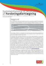 Sammenfatning af resultatet af Forskningskortlægning