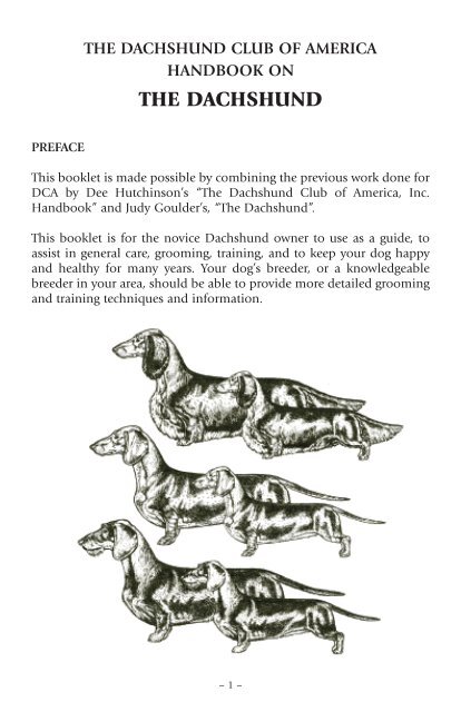 Dachshund Handbook - The Dachshund Club of America, Inc.