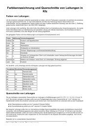 Farbkennzeichnung und Querschnitte von Leitungen in Kfz