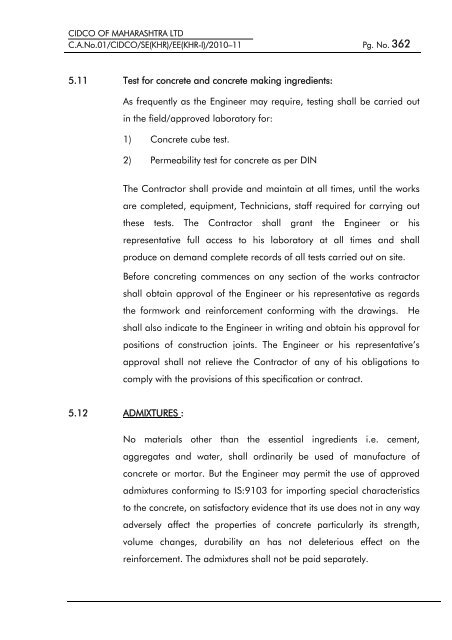 particular specifications (road works) - CIDCO Maharashtra Ltd.