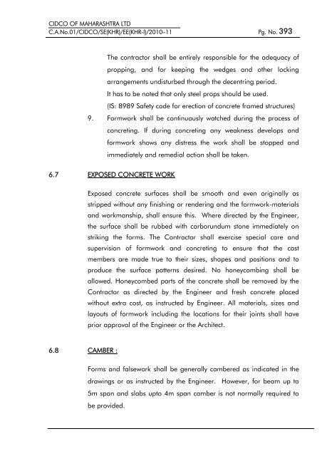 particular specifications (road works) - CIDCO Maharashtra Ltd.