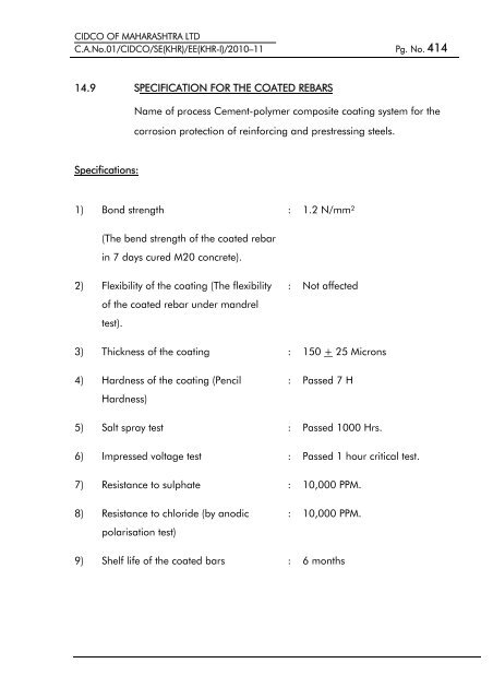 particular specifications (road works) - CIDCO Maharashtra Ltd.