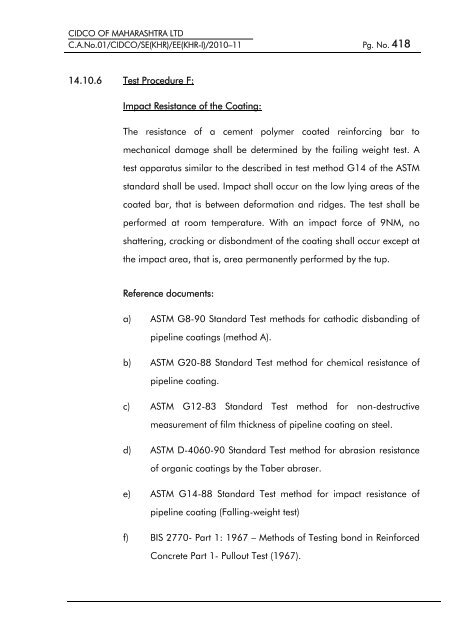 particular specifications (road works) - CIDCO Maharashtra Ltd.