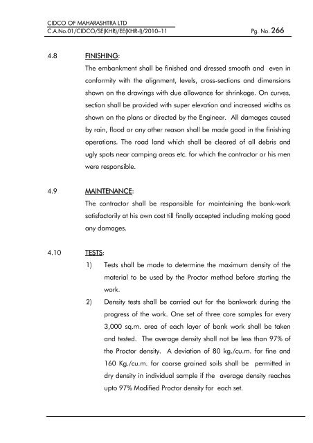 particular specifications (road works) - CIDCO Maharashtra Ltd.