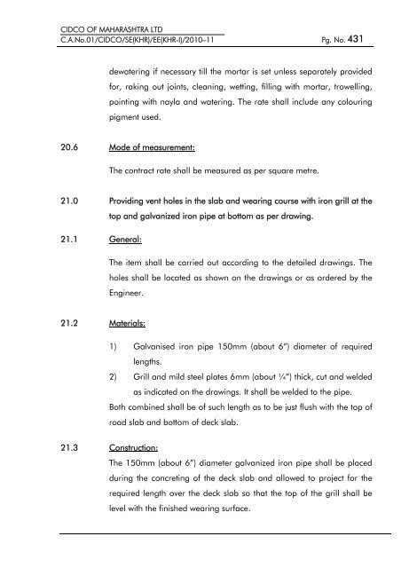 particular specifications (road works) - CIDCO Maharashtra Ltd.