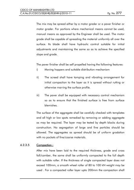 particular specifications (road works) - CIDCO Maharashtra Ltd.