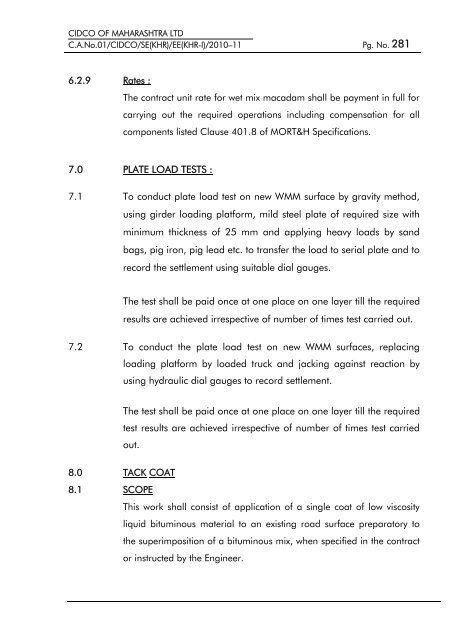 particular specifications (road works) - CIDCO Maharashtra Ltd.