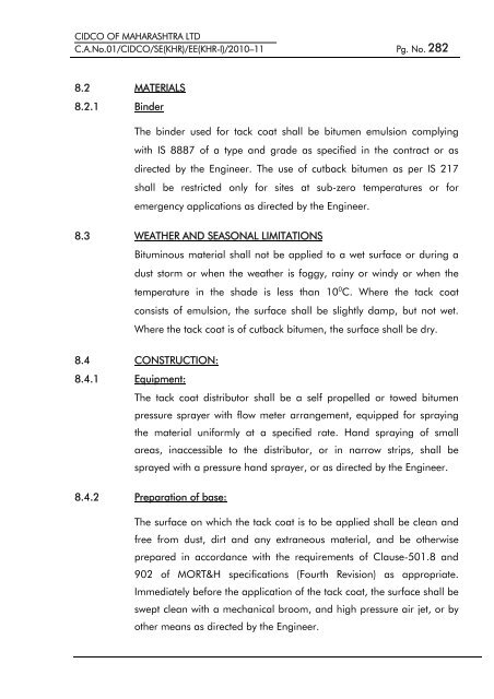 particular specifications (road works) - CIDCO Maharashtra Ltd.