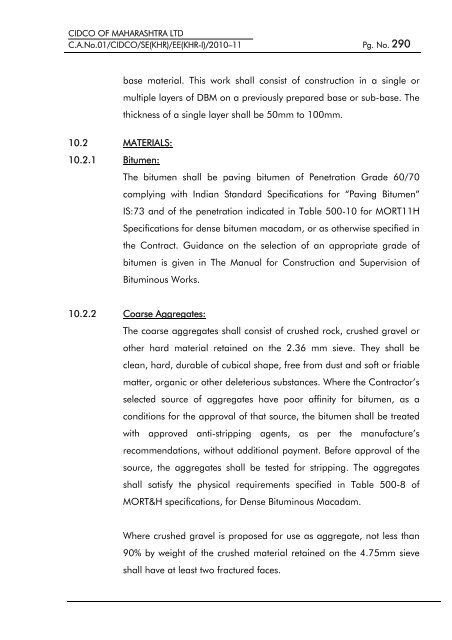 particular specifications (road works) - CIDCO Maharashtra Ltd.