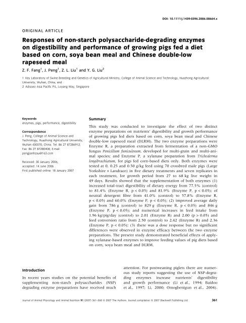 Responses Of Non Starch Polysaccharide Degrading Enzymes On