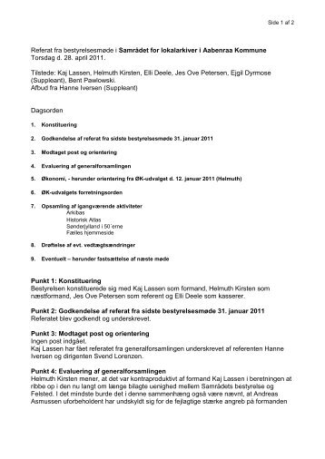 2011-04-28 - Samrådet for Lokalhistoriske Arkiver i Aabenraa ...