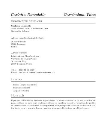 Carlotta Donadello Curriculum Vitae - Laboratoire de ...